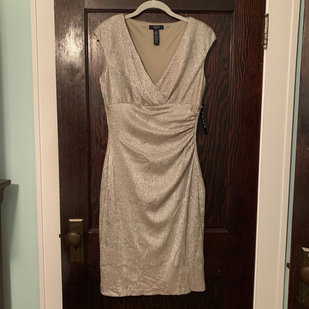 Chaps Metallic Gold Dress